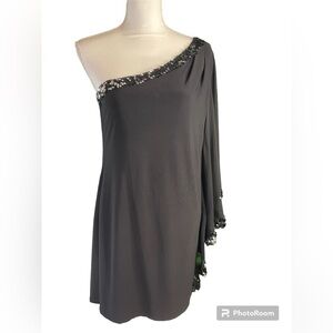 NWT DJ-Jaz Black Sequin One Shoulder Flowy Women’s Size 12 MIDI Dress